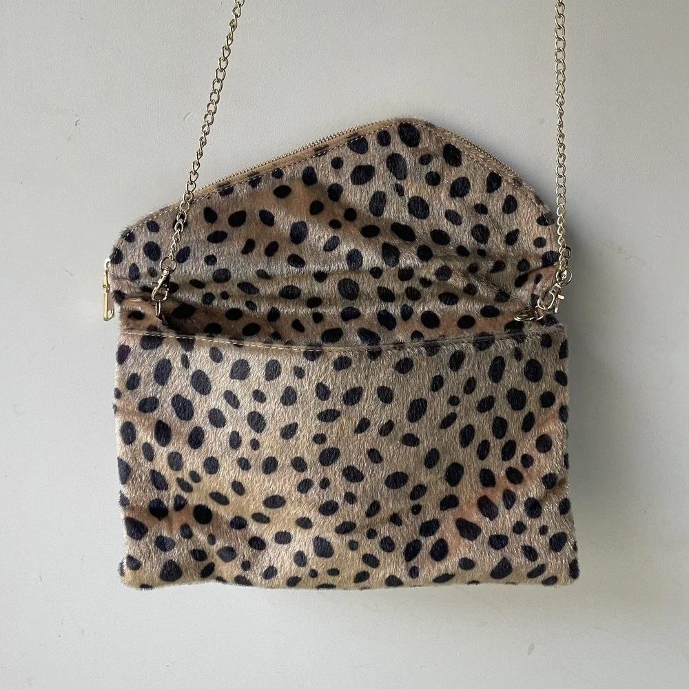 Women Leopard Print Crossbody Bag Medium Chain Strap - Picture 5 of 6